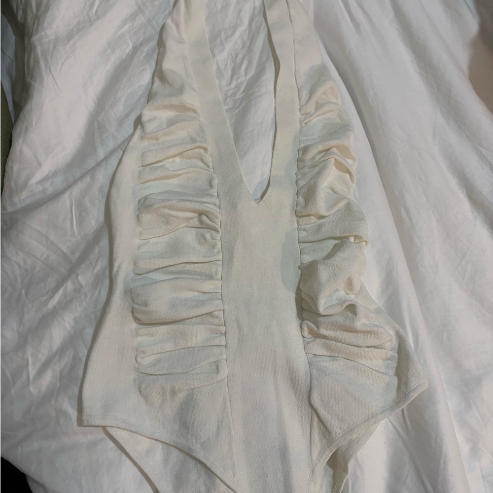 Brand new Victoria Beckham x Mango Ruffled V-Neck Bodysuit